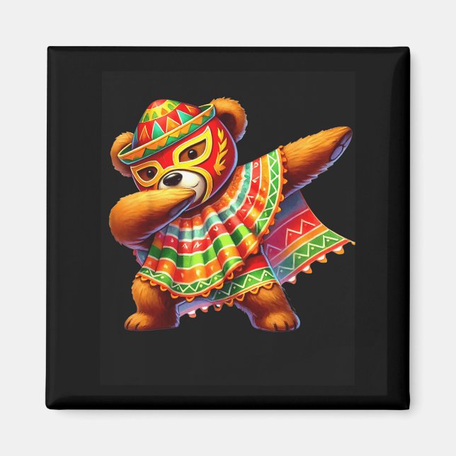 Aimant Ours en peluche Dabbing Lucha Libre Cinco De Mayo  (Devant)