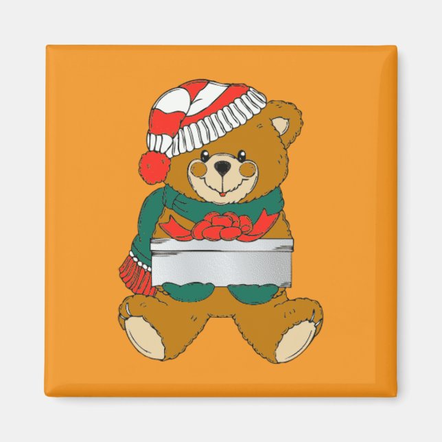 Aimant Ours en peluche de Noël (Devant)