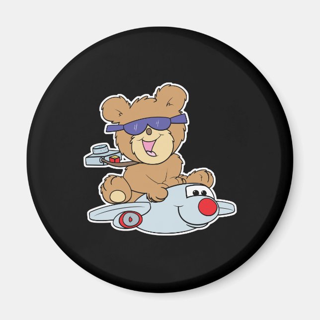 Aimant ours en peluche de vacances dans l'avion (Devant)