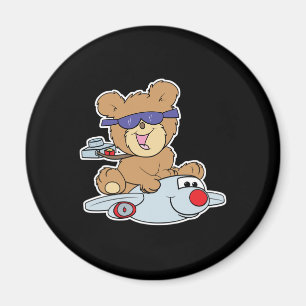 Aimant ours en peluche de vacances en avion
