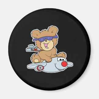 Aimant ours en peluche de vacances en avion