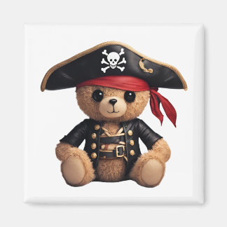 Aimant Ours en peluche déguisé en pirate