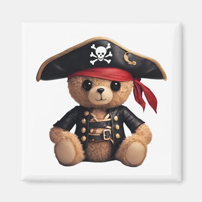 Aimant Ours en peluche déguisé en pirate (Devant)