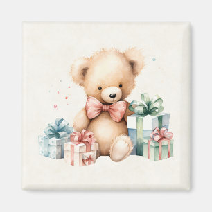 Aimant Ours en peluche mignonne avec cadeaux de Noël