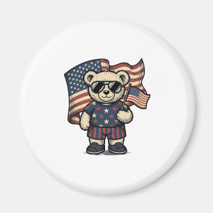Aimant Ours en peluche patriotique vintage gravure chemis