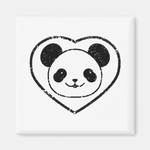 Aimant Ours Et Coeur De Panda En Caoutchouc
