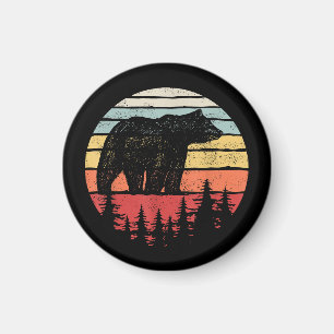 Aimant Ours Grizzly Rétro Vintage