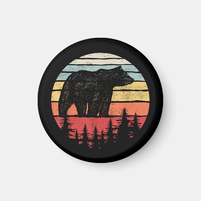 Aimant Ours Grizzly Rétro Vintage (Devant)