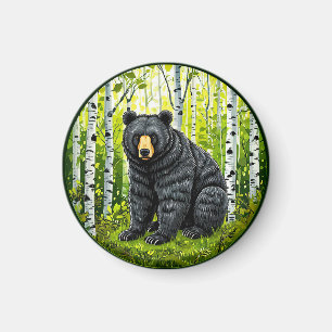 Aimant Ours noir dans une forêt de bouleaux