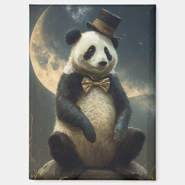 Aimant Ours Panda Lune vintage (Recto)