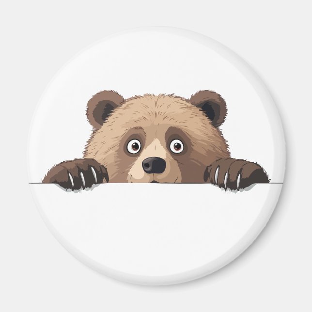 Aimant Ours Peeking mignon adorable Drôle animal dessin (Devant)