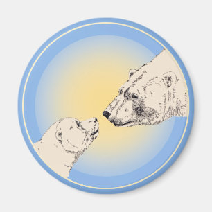 Aimant Ours Polaire & Cub Frigo Magent Wildlife Art Cadea
