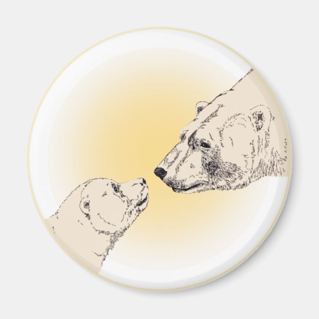 Aimant Ours Polaire & Cub Frigo Magent Wildlife Art Cadea (Devant)