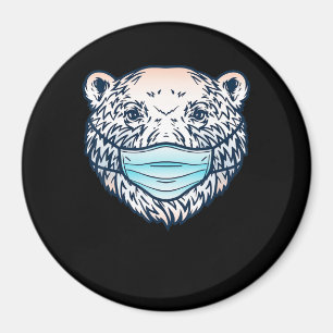 Aimant Ours Polaire Drôle Portant Un Masque Visage Amoure