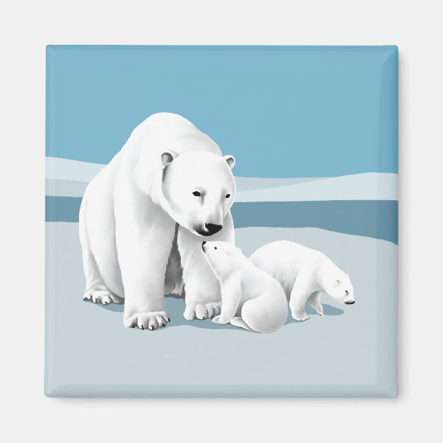 Aimant Ours polaire et oursons (Devant)