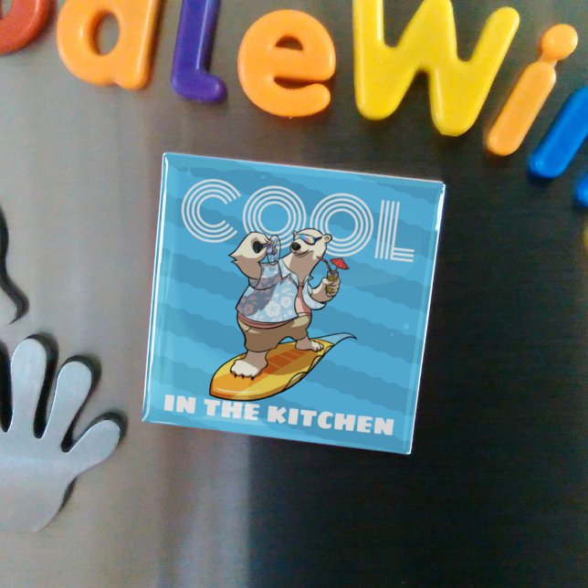 Aimant Ours polaire excentrique cool dans la cuisine surf (Créateur téléchargé)