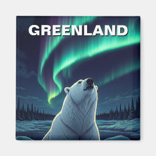 Aimant Ours polaire lumières du nord Groenland