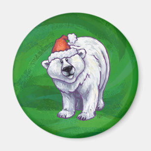 Aimant Ours polaire Noël sur vert