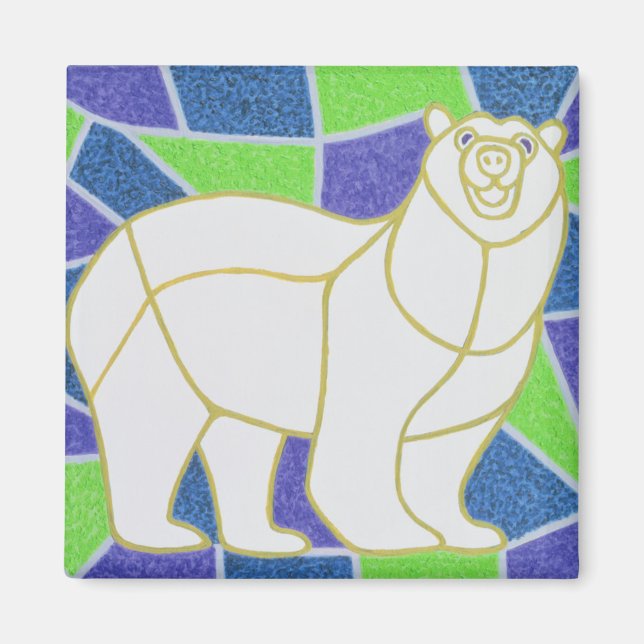 Aimant Ours polaire sur verre tendu (Devant)