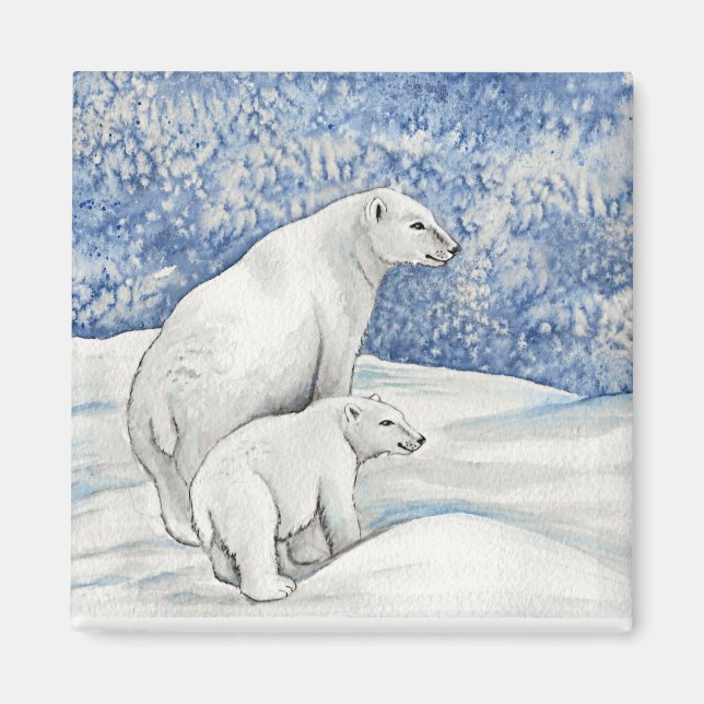 Aimant Ours polaires de neige (Devant)