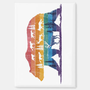 Aimant Ours Vintage Faune – Silhouette de Forêt Rétro