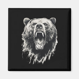 Aimant Ours Vintage Ours Grizzly En Colère Randonnée Camp