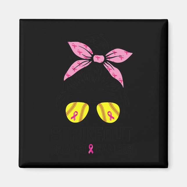 Aimant Out Cancer du sein Sensibilisation softball Maman  (Devant)
