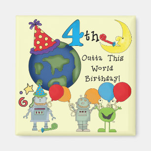 Aimant Outta This World 4th Birthday Tshirts et cadeaux