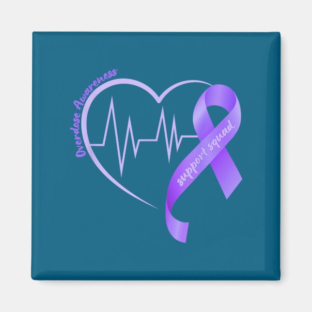 Aimant Overdose Awareness Month Purple Ribbon Heart Suprt (Devant)