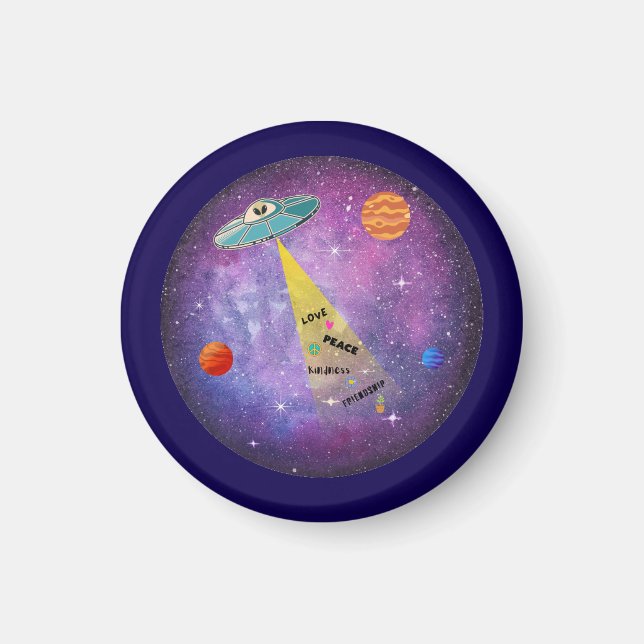Aimant OVNI Alien vaisseau spatial étoiles (Devant)