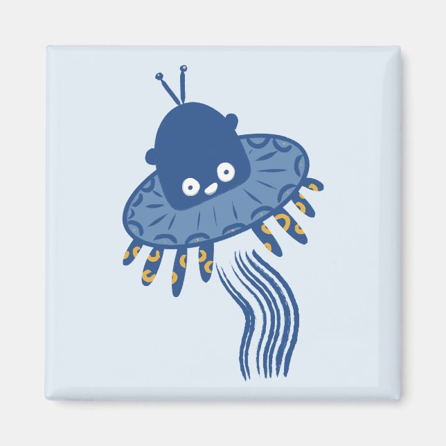 Aimant OVNI octopique bleu Kawaii (Devant)