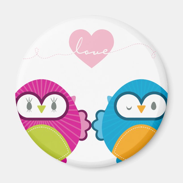 Aimant OWL LOVE :: fille vive + garçon (Devant)