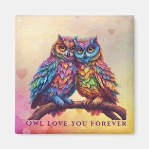 Aimant Owl Love You Forever-Colorful Owls-Valentine's Day