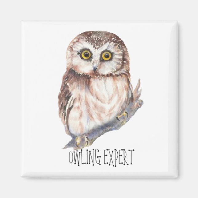Aimant Owling Expert, Funny Little Owl (Devant)