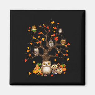 Aimant Owls Leaves Tree Fall Autumn Pumkin Halloween Owl