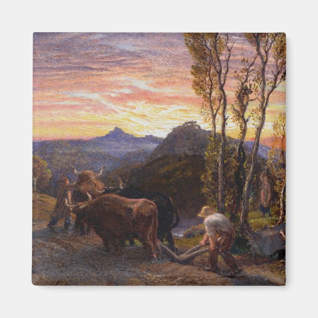 Aimant Oxen Ploughing at Sunset (Devant)