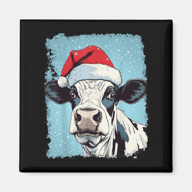 Aimant P Art Vache de Noël Colorée  (Devant)