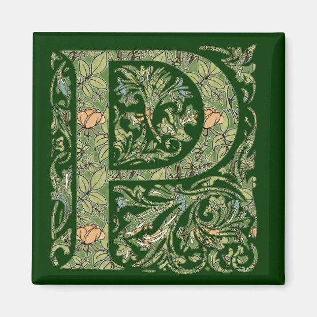 Aimant P Monogramme floral orné (Devant)