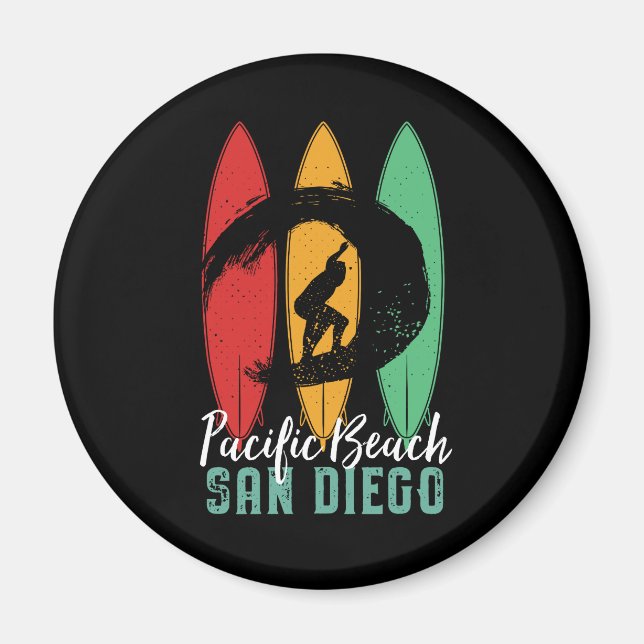 Aimant Pacific Beach San Diego Vintage Retro Surf (Devant)