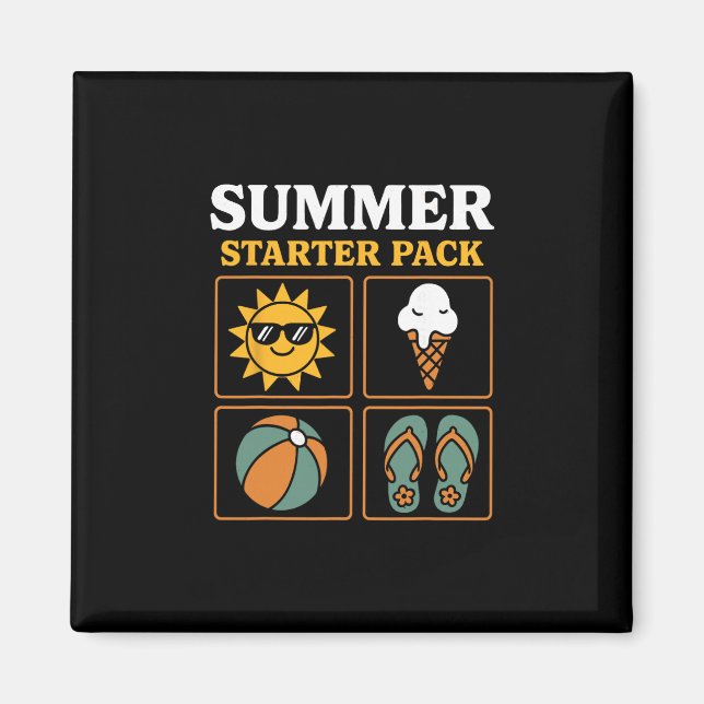 Aimant Pack de démarrage d'été Sun Flip Flops Ll et glace (Devant)