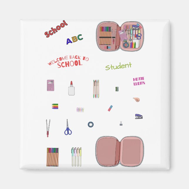 Aimant Pack ensemble de paquets Retour à l'école (Devant)