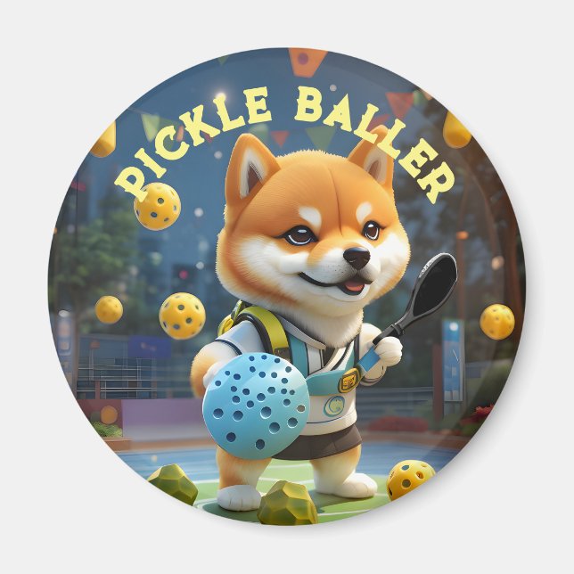 Aimant Pagaie personnalisée Shiba Inu Pickleball (Devant)