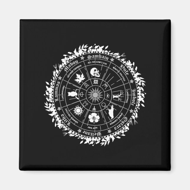 Aimant Pagan Roue De L'Année Sorcière Wicca Joyeux Ostara (Devant)