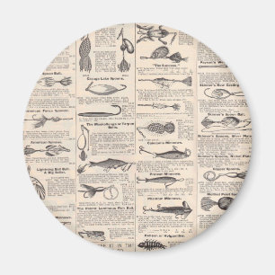 Aimant Page de catalogue de leurres de pêche antiques en