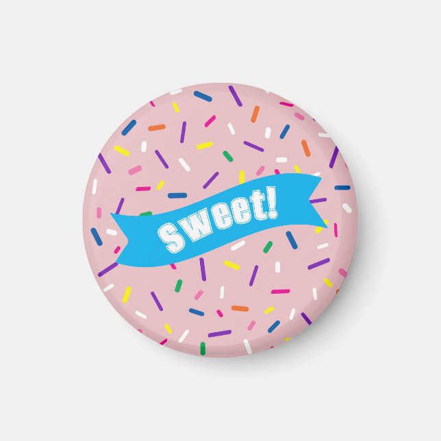 Aimant Pailles rose pâle badge 'Sucré !' (Devant)