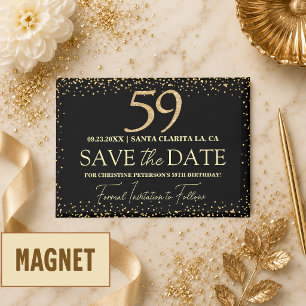 Aimant Paillettes d'or noir 59e anniversaire Enregistrer
