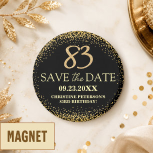 Aimant Paillettes d'or noir 83e anniversaire Enregistrez