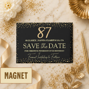 Aimant Paillettes d'or noir 87e anniversaire Enregistrez