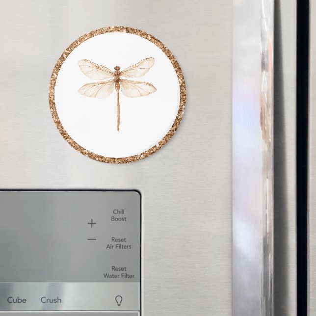 Aimant Paillettes Fausse Dorée Libellule Blanche   (In situ (réfrigérateur))