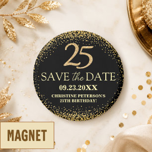 Aimant Paillettes Or Noir 25e Anniversaire Enregistrer la